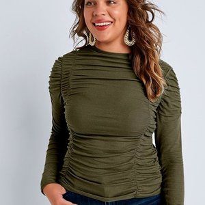 VENUS Plus Size green Ruched Top 2X
